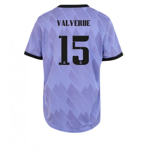 Real Madrid Federico Valverde #15 Bortedrakt Kvinner 2022-23 Kortermet Real Madrid Federico Valverde #15 Bortedrakt Kvinner 2022-23 Kortermet